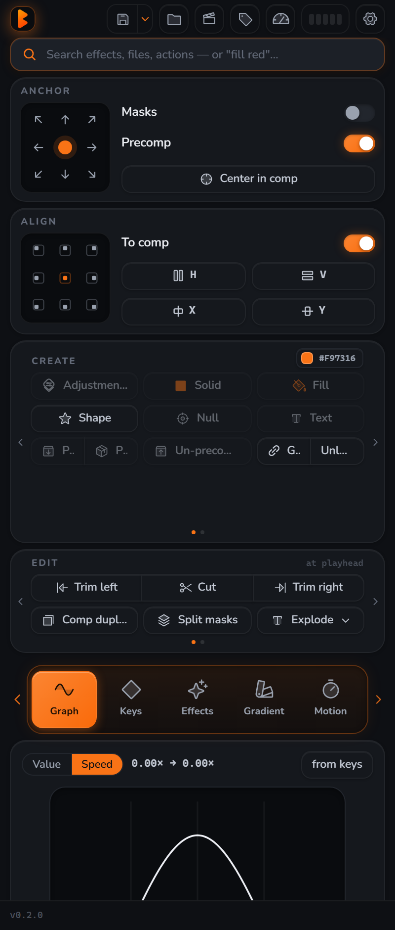 EB keys and graph panel